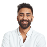 Happy man wearing a white shirt