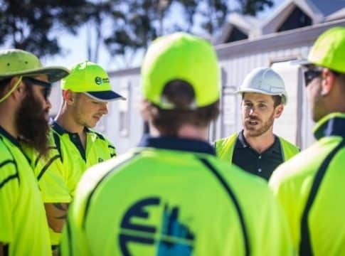 Workers taking at Construction site