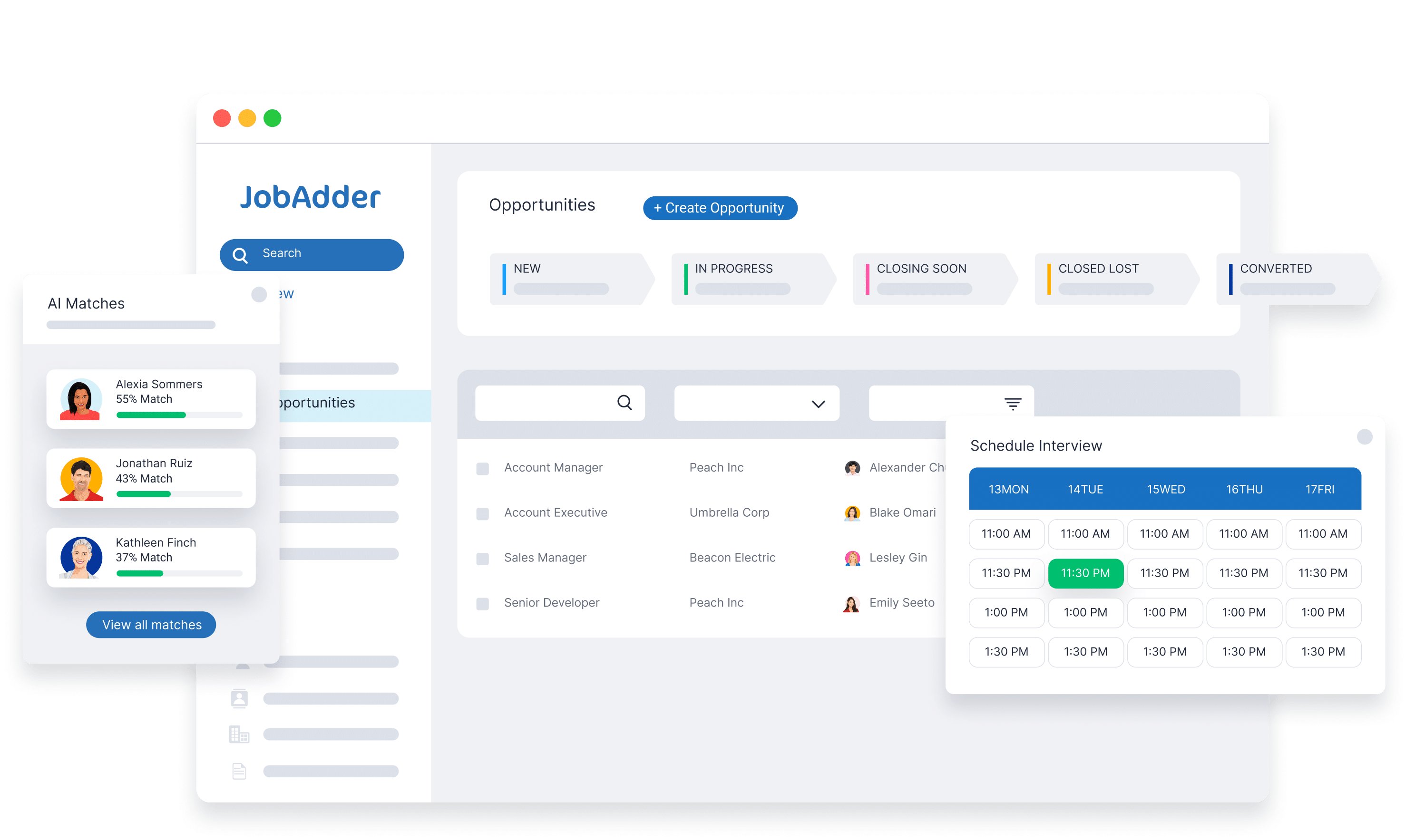 JobAdder Schedule interview process