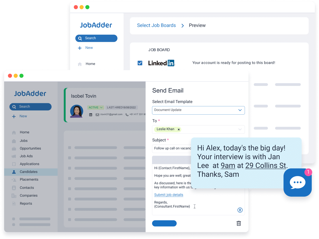 JobAdder email marketing procss