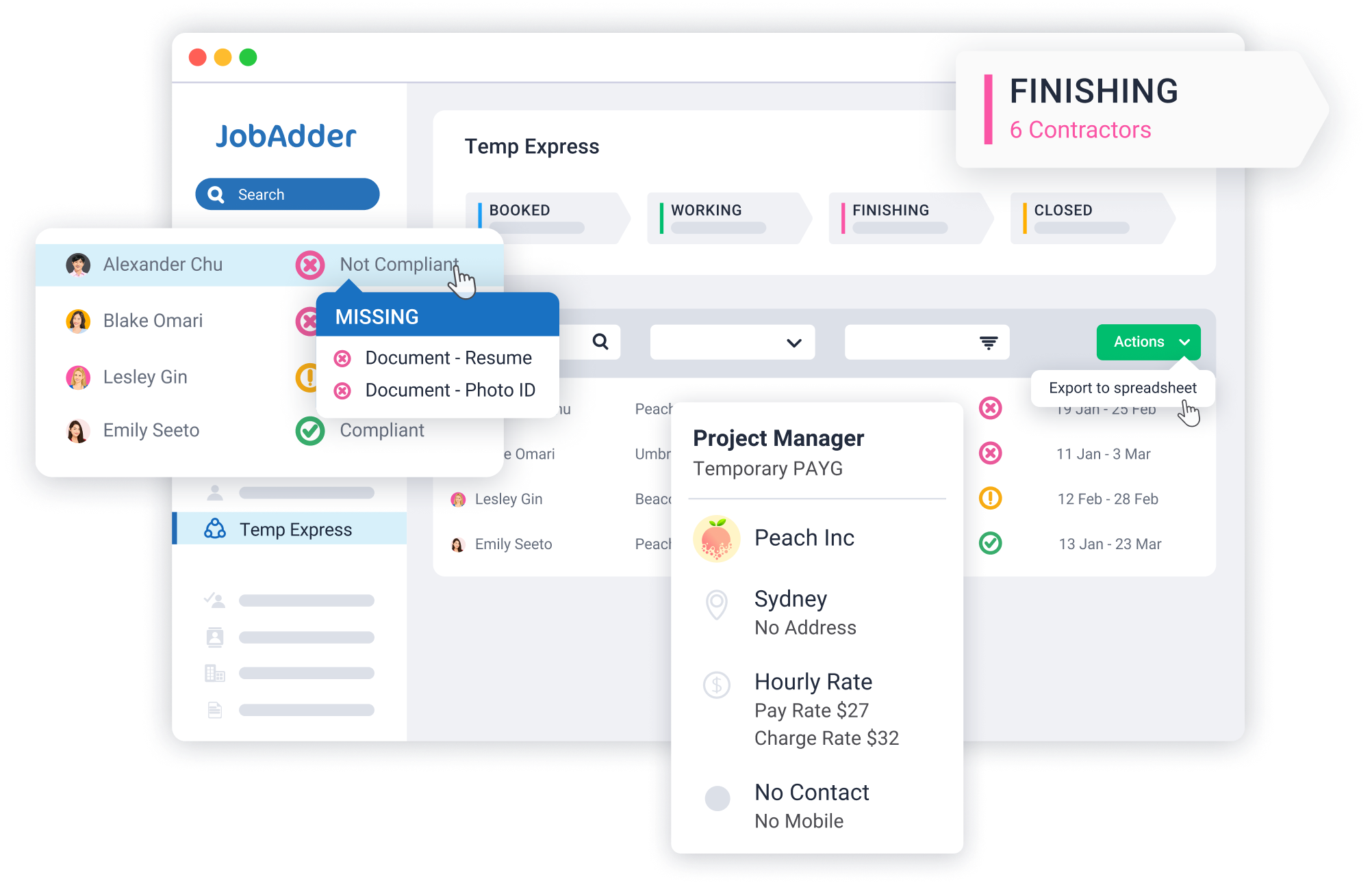 JobAdder project manager UI