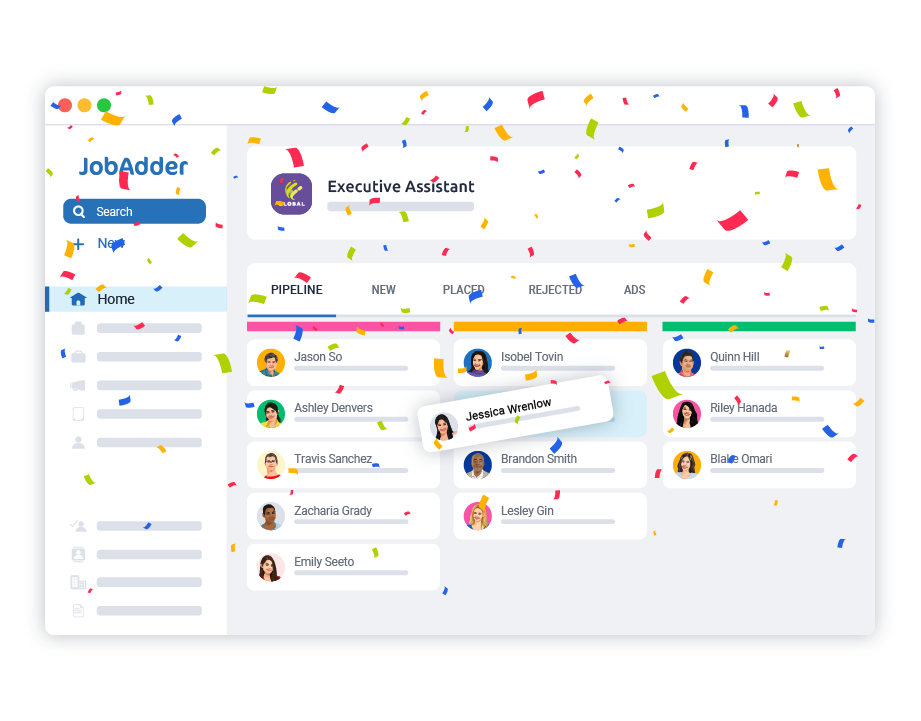 JobAdder executive assistant summary info