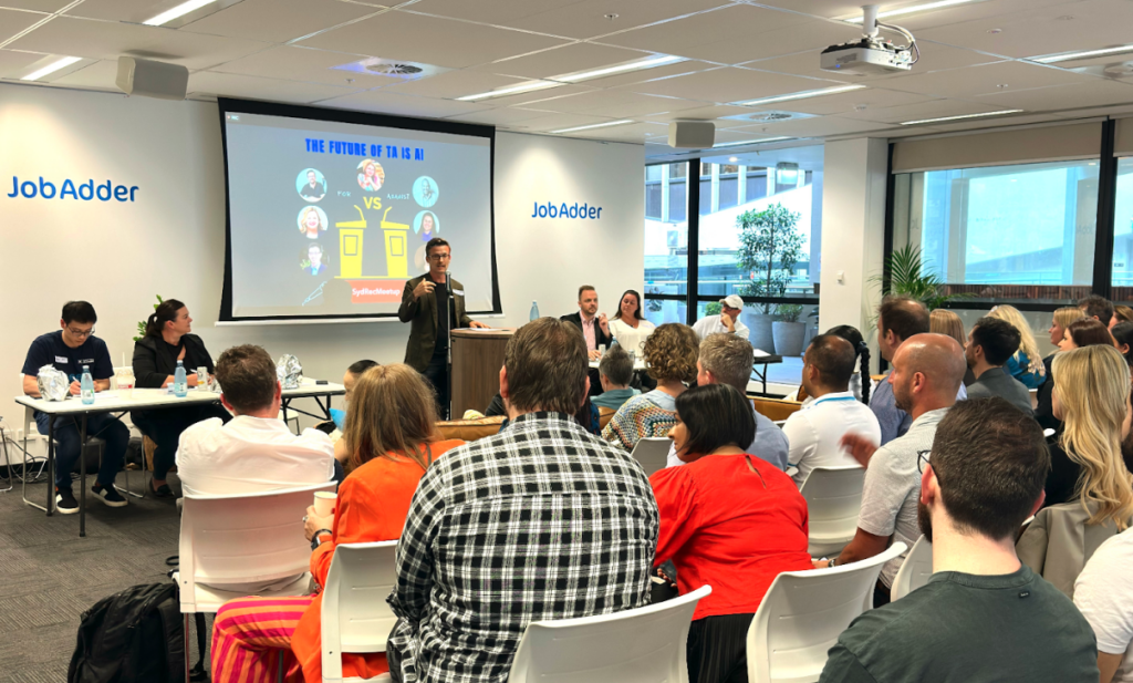 Martin Herbst CEO JobAdder giving a lecture to staff