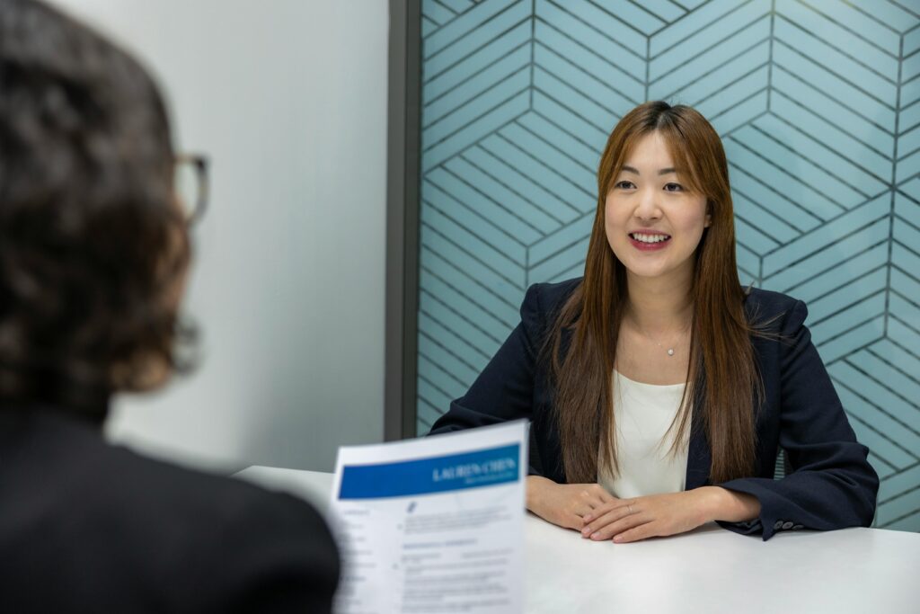 A women giving an interview